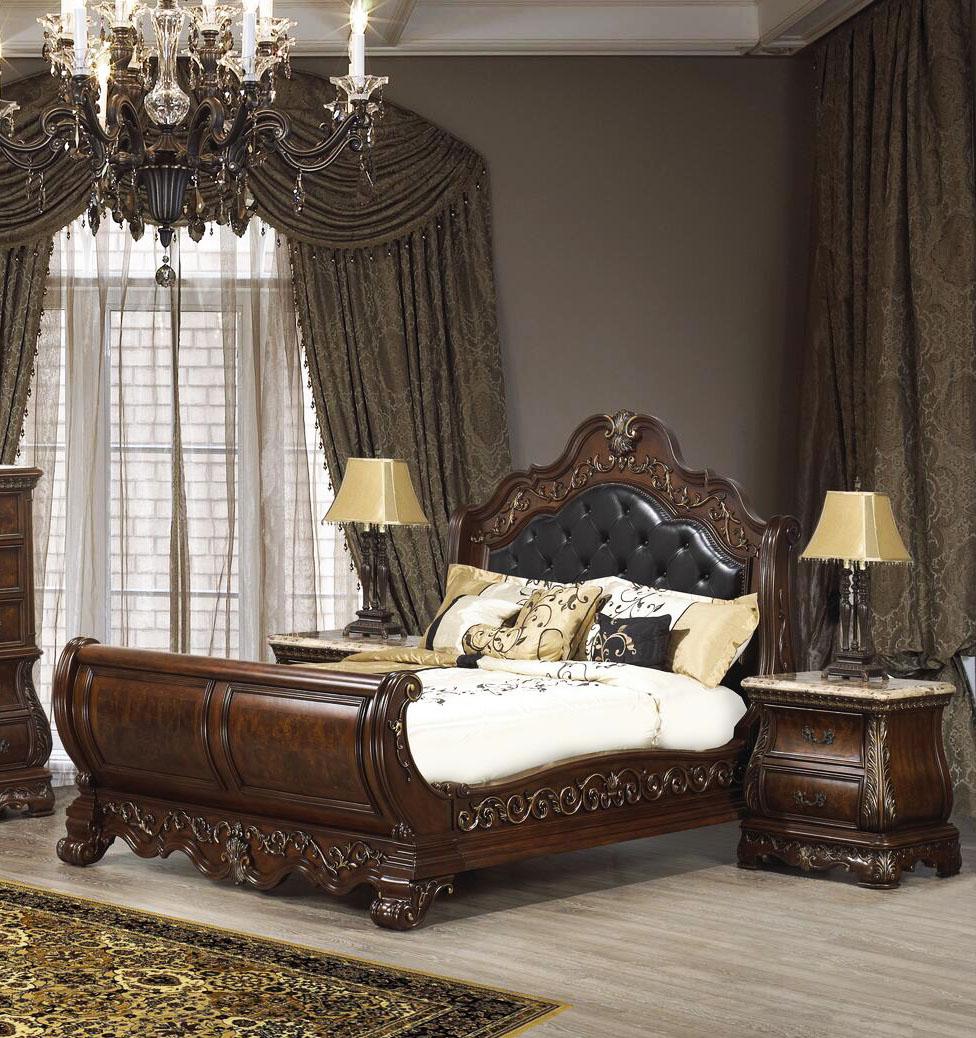 

    
Cherry Finish Wood King Sleigh Bedroom Set 5Pcs Traditional Cosmos Furniture Cleopatra

