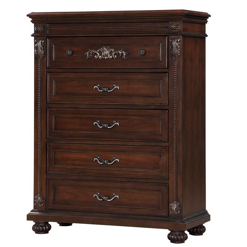 

    
 Photo  Cherry Finish Wood Queen Bedroom Set 6Pcs w/Chest Traditional Cosmos Furniture Destiny
