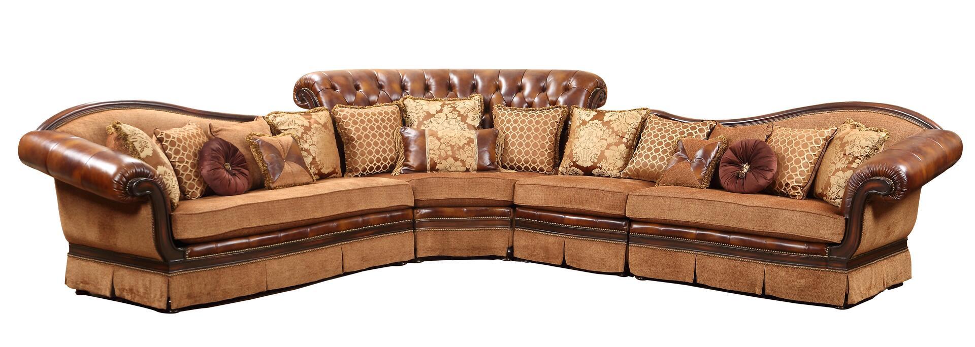 

    
Cherry Finish Wood Sectional Sofa Traditional Cosmos Furniture Linda
