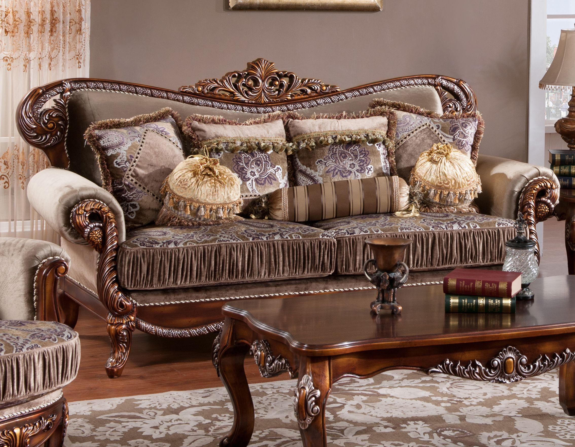 Traditional Sofa Janet Janet-Sofa in Cherry Fabric