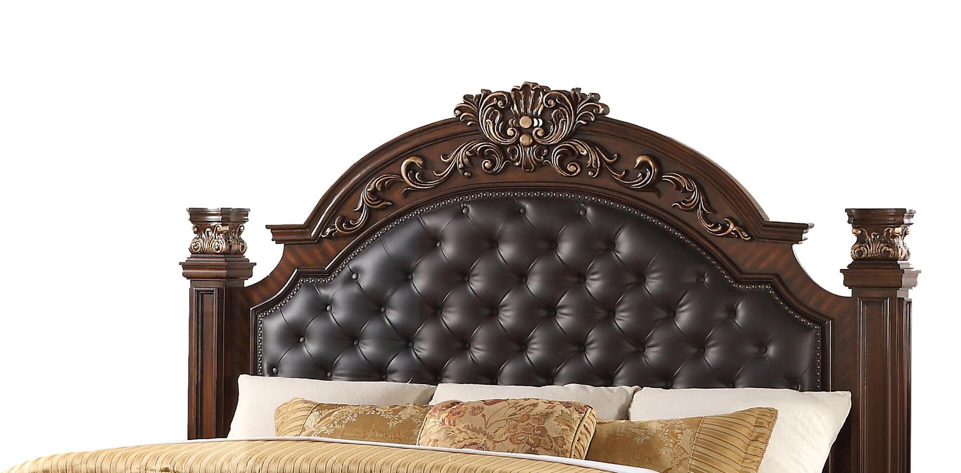 

    
Cherry Finish Wood Tufted Hedboard Queen Panel Bed Traditional Cosmos Furniture Aspen
