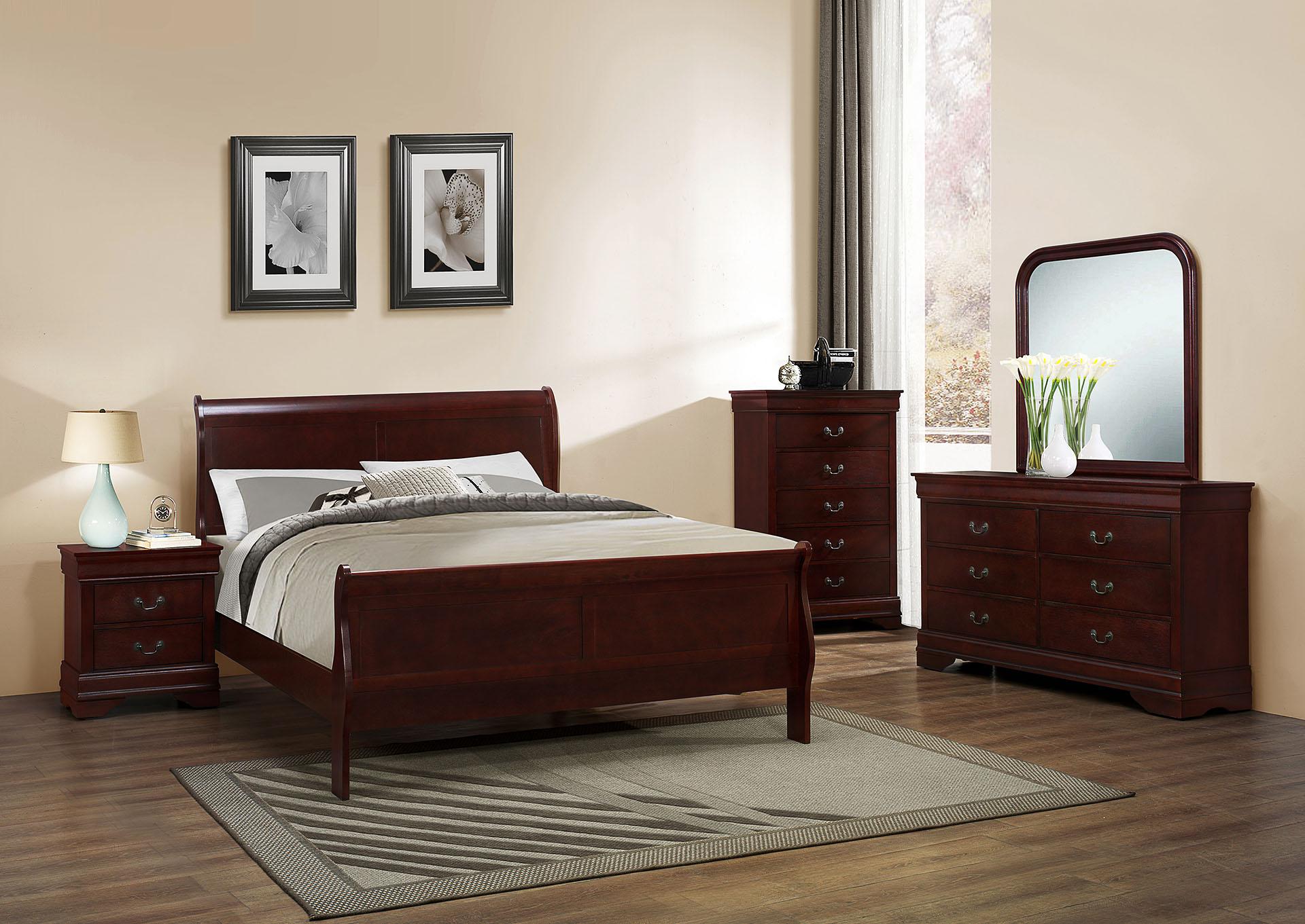 

    
GHF-808857864499 Cherry King Bedroom Set 5 Pcs LOUIS PHILLIPE Galaxy Home Traditional Modern
