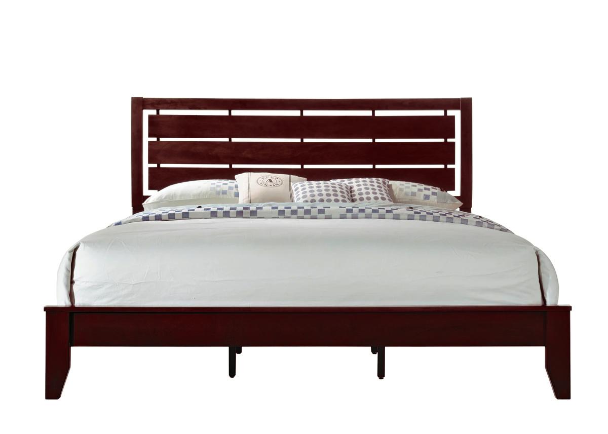 Contemporary, Rustic Panel Bed Evan B4700-K-Bed in Cherry 