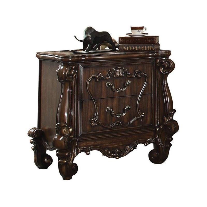 

    
Cherry Oak 2 Drawer Night Stand Versailles 21103 Acme Vintage Classic
