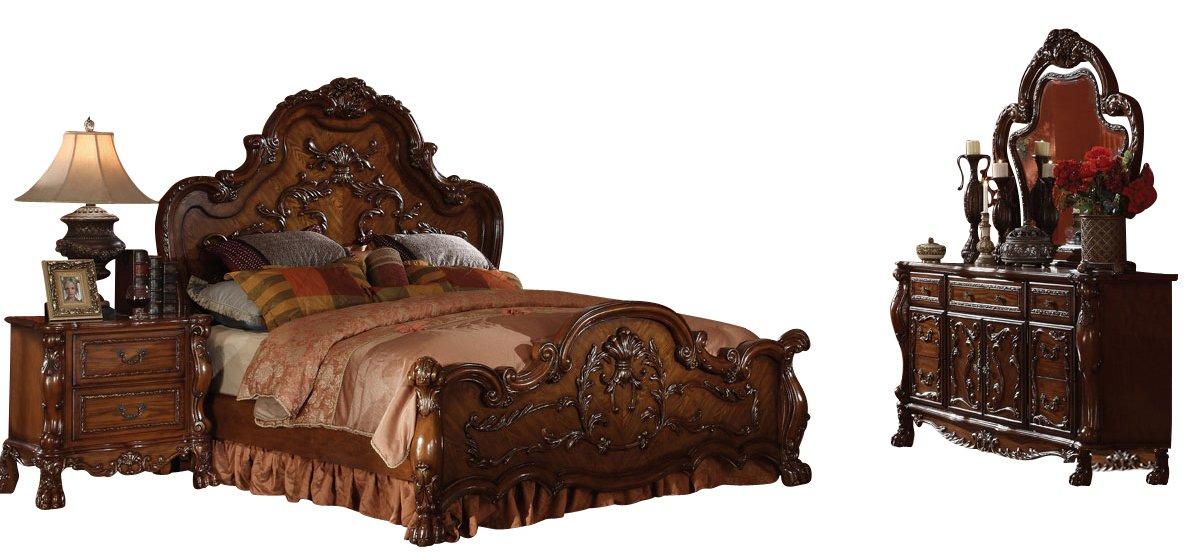 

    
Cherry Oak Queen Bedroom Set 5Pcs Carved Wood 12140Q Dresden Acme Classic
