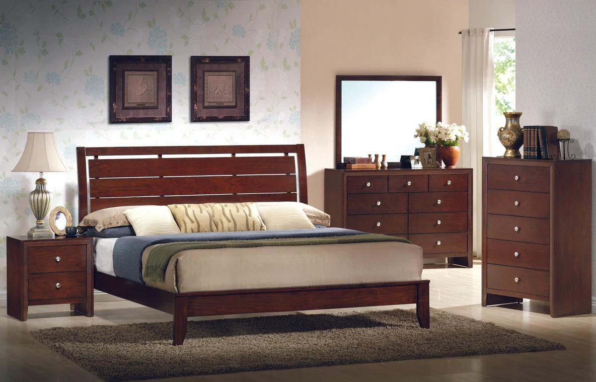 

    
Cherry Panel Bedroom Set by Crown Mark Evan B4700-K-Bed-5pcs
