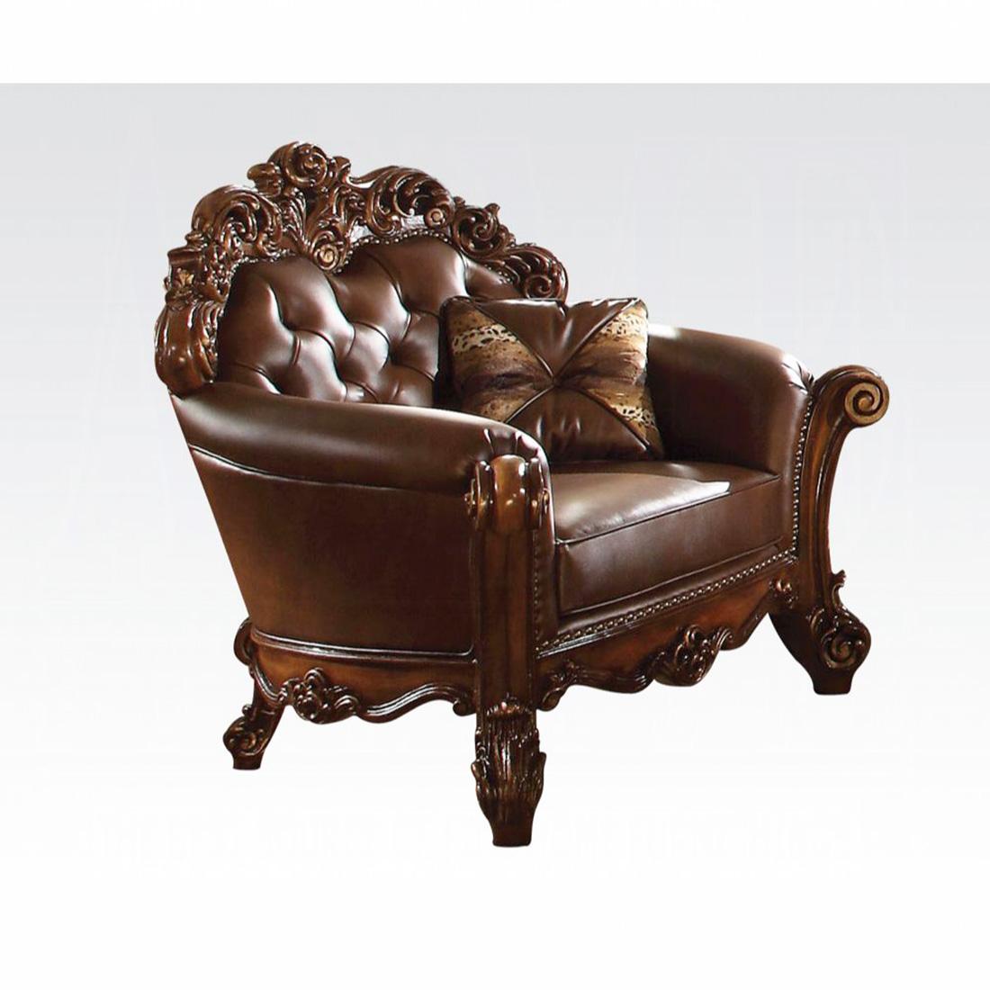 

    
Cherry PU & Carved Wood Arm Chair Vendome-52003 Acme Vintage Traditional
