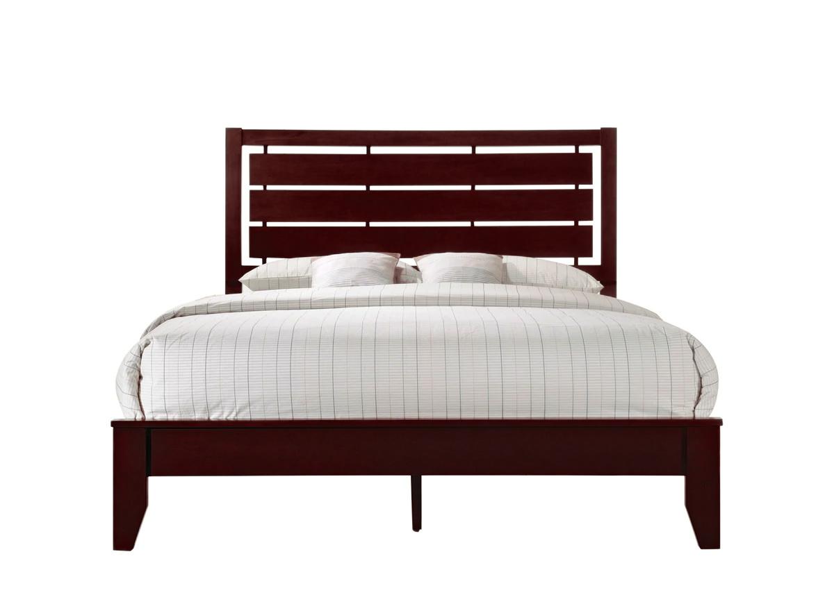 Contemporary, Rustic Panel Bed Evan B4700-Q-Bed in Cherry 