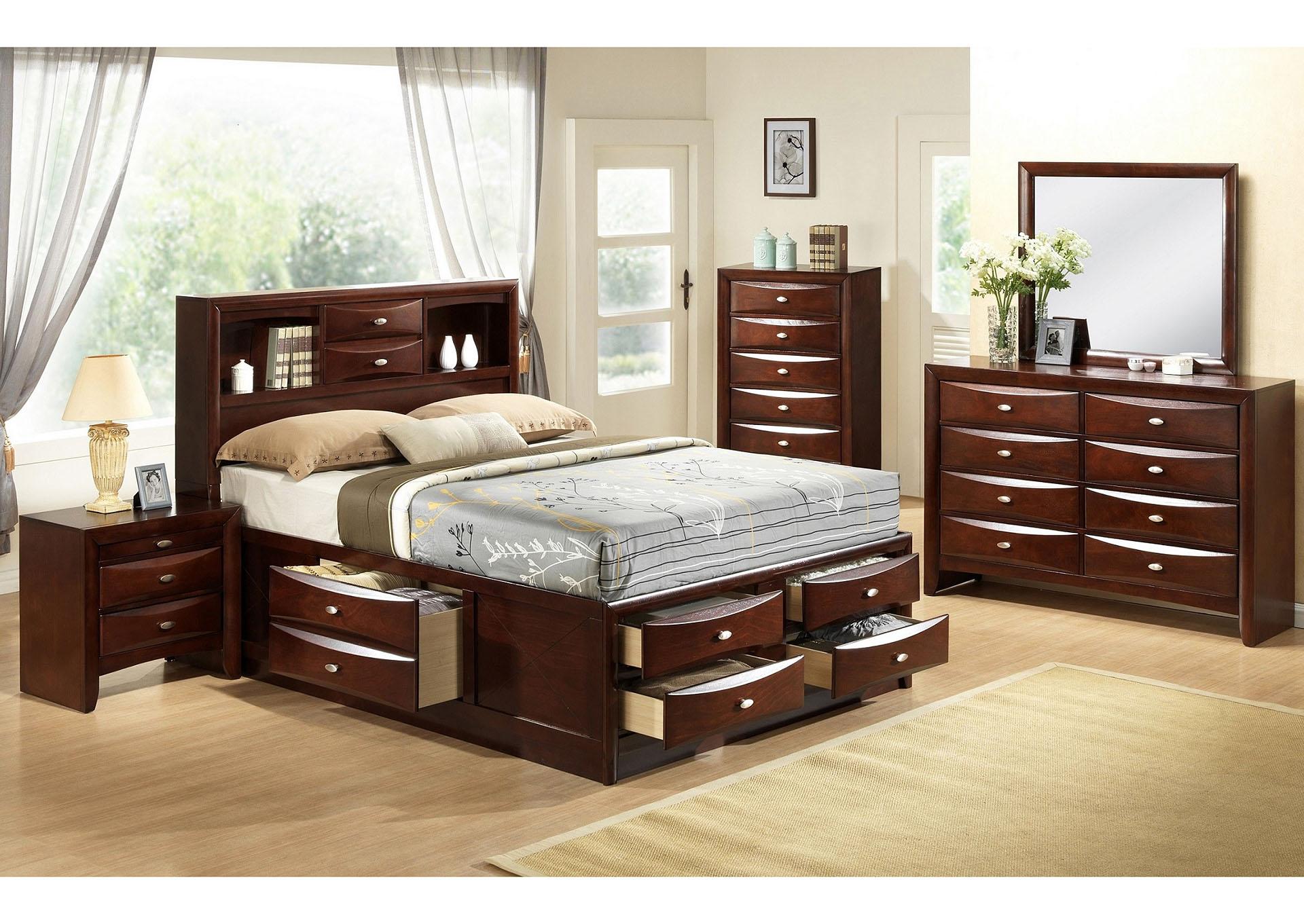 Contemporary, Modern Storage Bedroom Set EMILY GHF-808857948946 in Cherry 