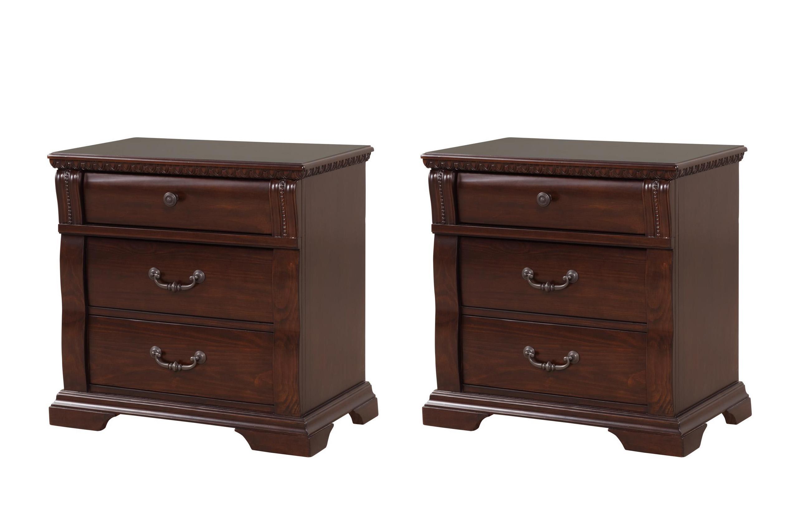 

    
Cherry Solid Wood Nightstand Set 2Pcs Aspen Galaxy Home Traditional Classic
