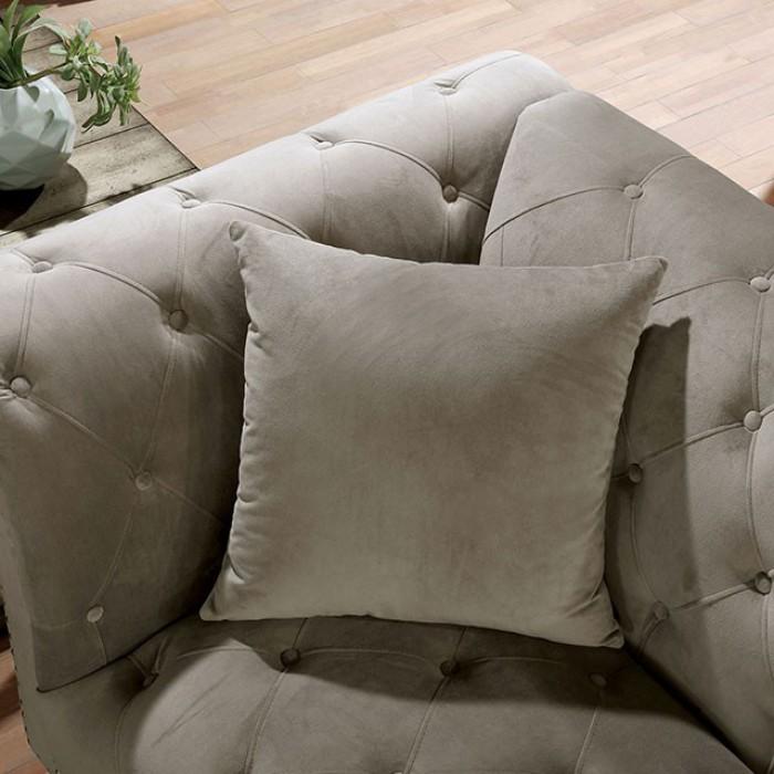 

    
Glam Gray Flannelette Sofa Furniture of America CM6210GY-SF Louella
