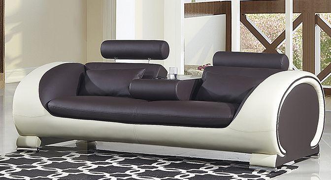 Contemporary, Modern Sofa AE-D802-DC.CRM AE-D802-DC.CRM-SF in Cream, Chocolate Bonded Leather