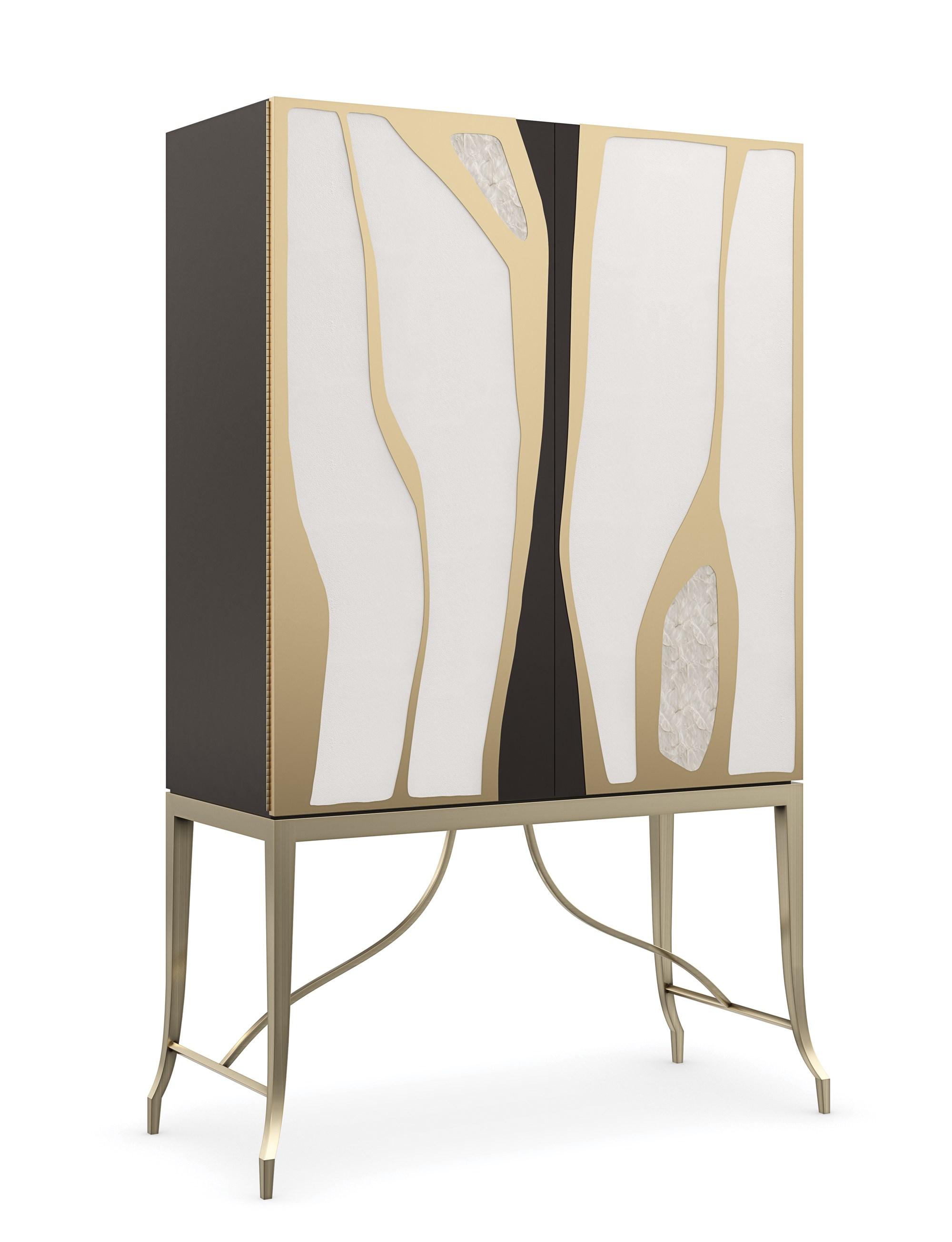 

    
Chocolate Truffle & Brushed Gold Tall Cabinet UPTOWN by Caracole
