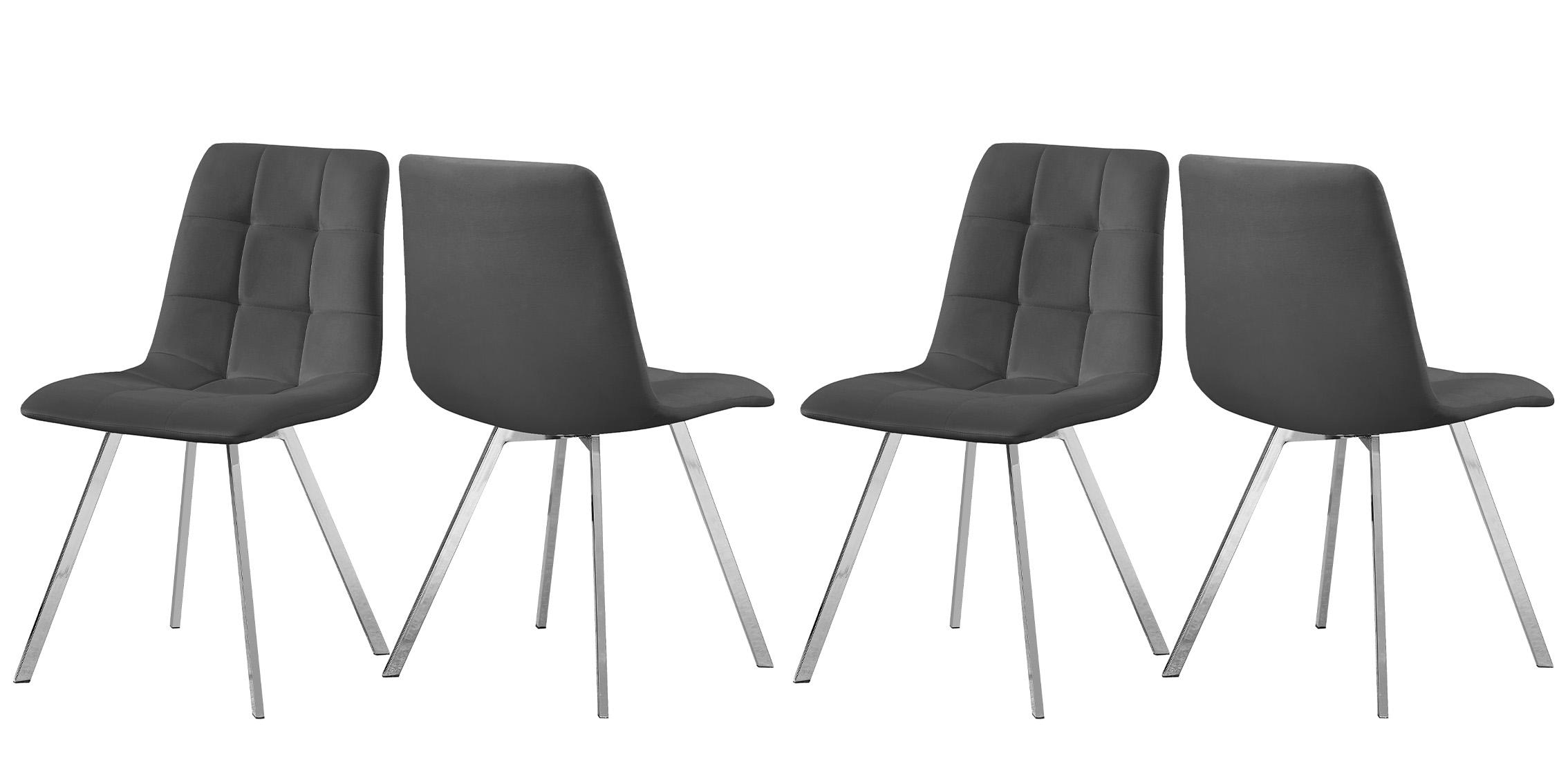 

    
Chrome & Grey Velvet Dining Chair Set 4 Pcs ANNIE 980Grey-C Meridian Modern
