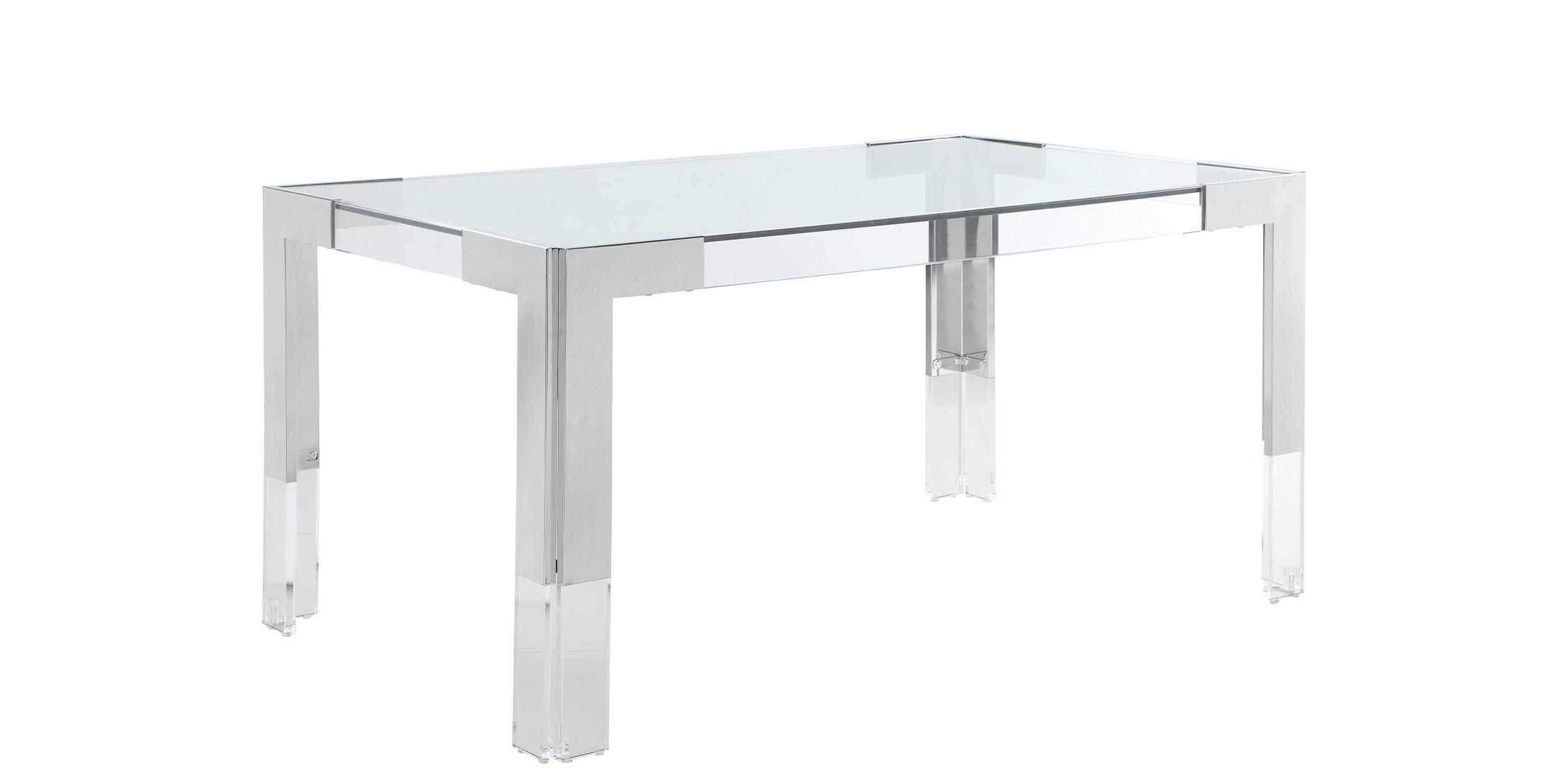 Contemporary, Modern Dining Table CASPER 717-T 717-T in Chrome, Clear 