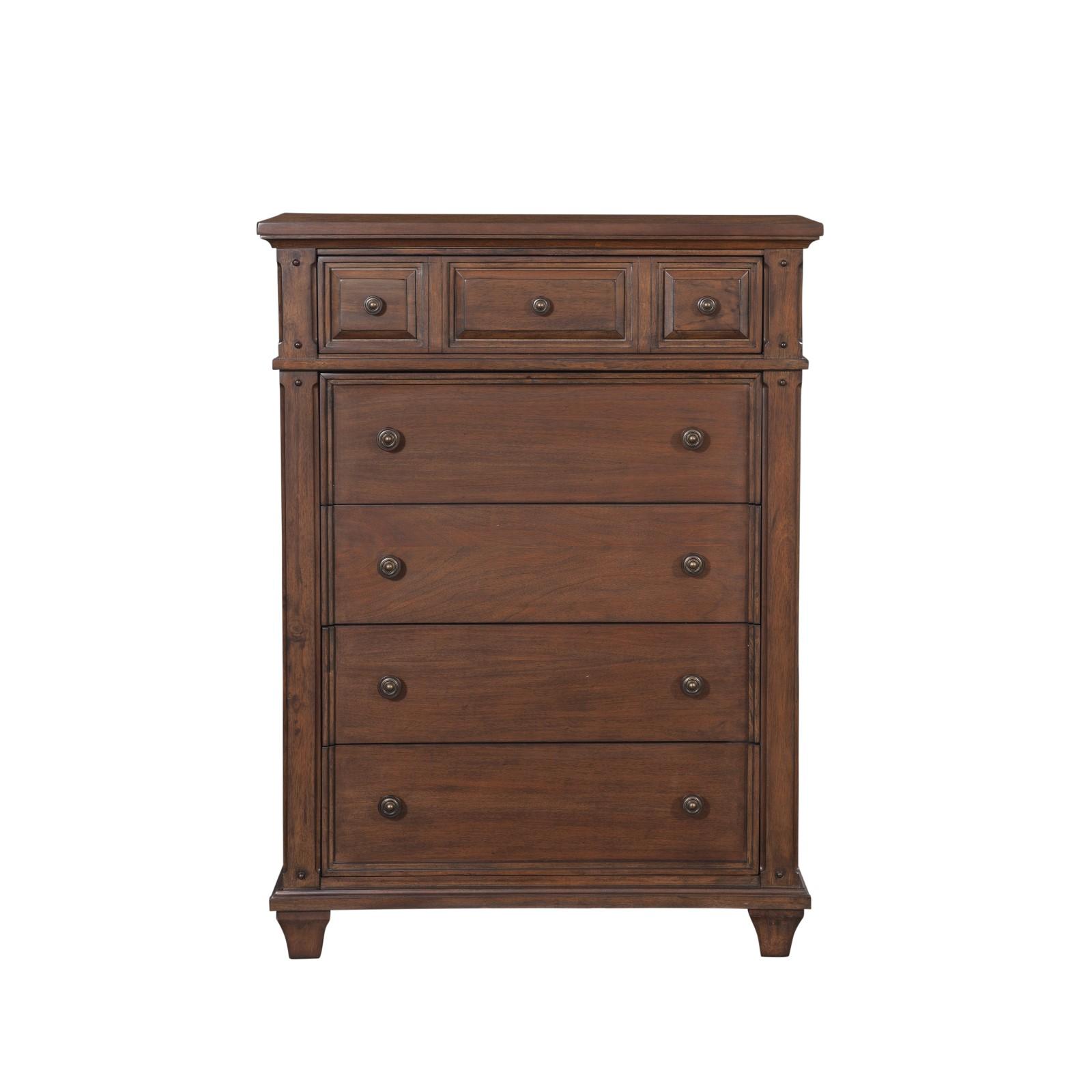 

    
Cinnamon Cherry 5 Drawer Chest SEDONA American Woodcrafters Transitional
