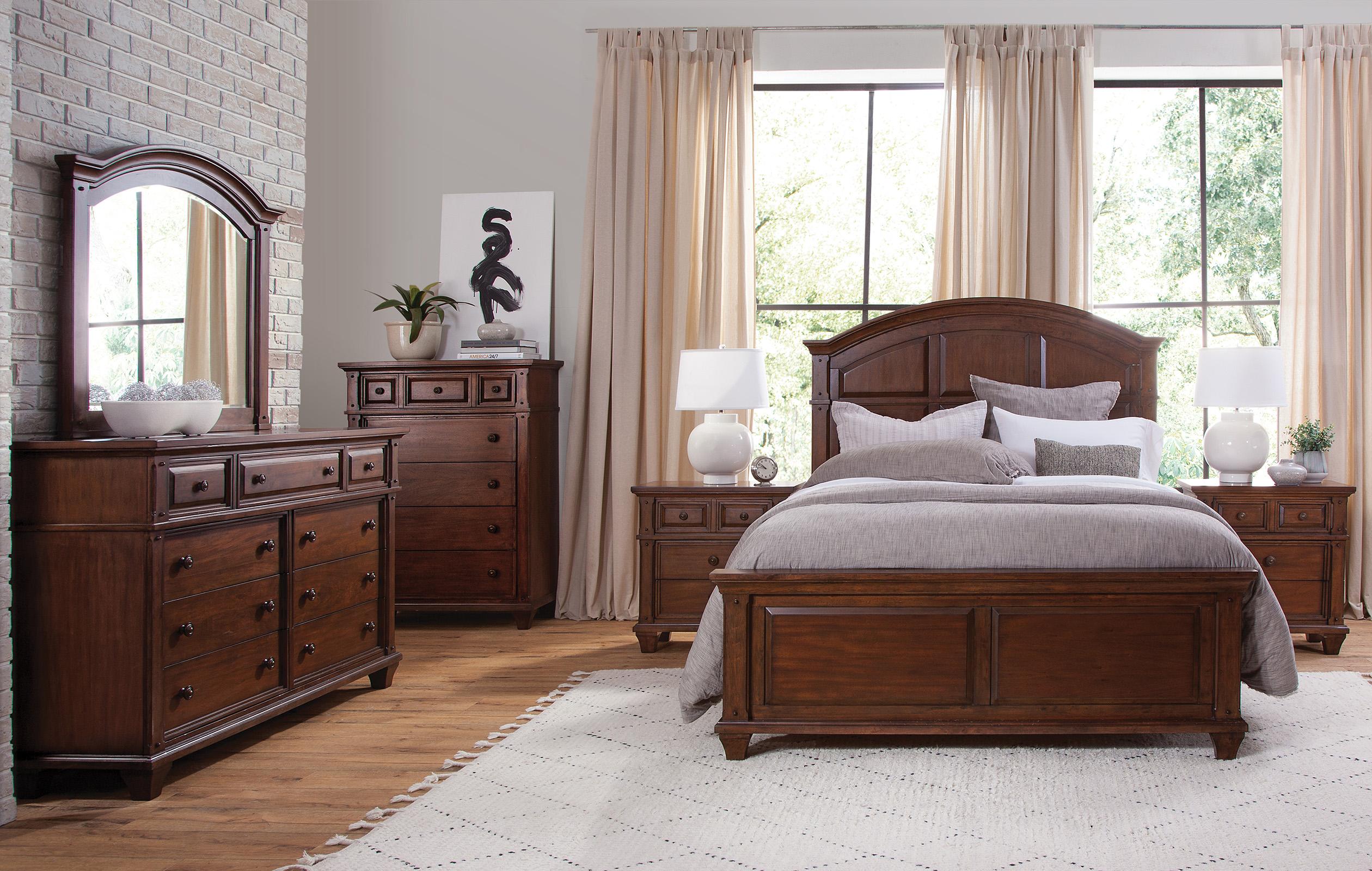 

    
 Shop  Cinnamon Queen Bedroom Set 4 SEDONA 2400-QPNPN-4PC American Woodcrafters Classic
