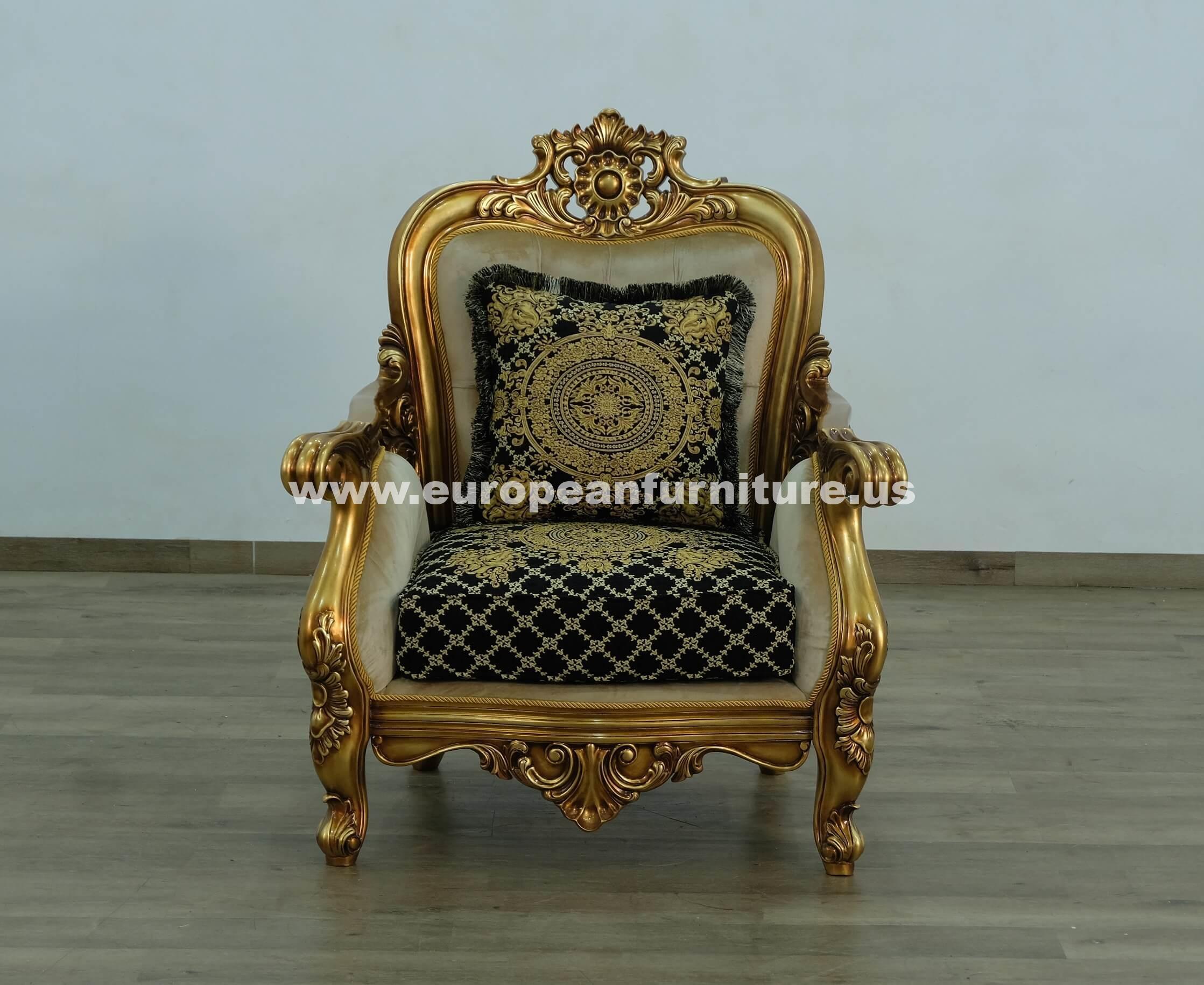 

                    
EUROPEAN FURNITURE BELLAGIO Arm Chair Antique/Bronze/Black Fabric Purchase 

