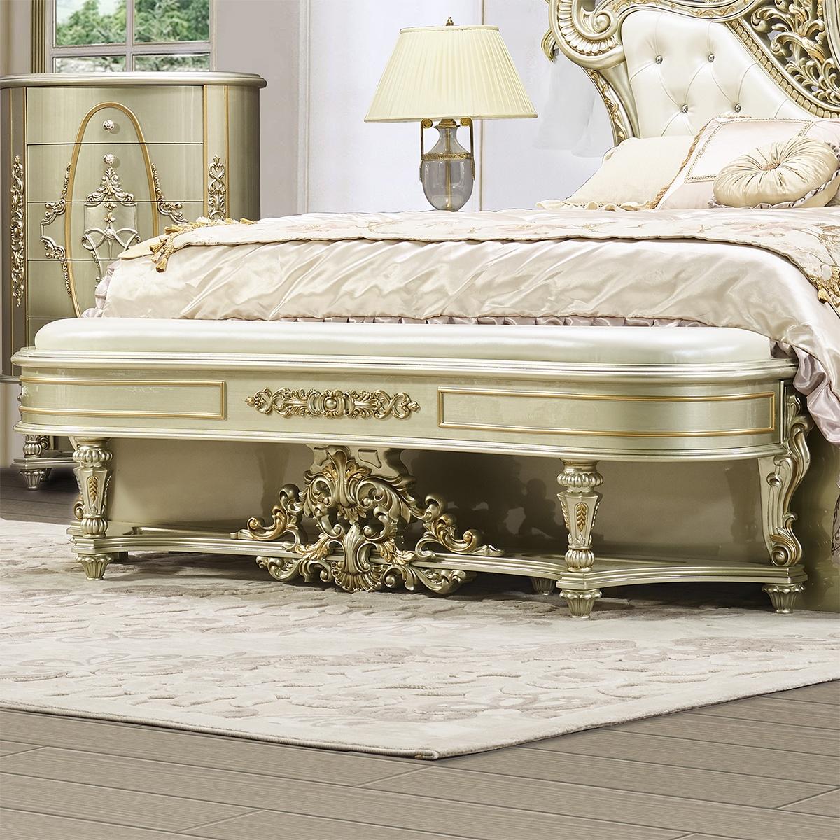 Classic Bed Bench HD-DR958 HD-DR958 in Gold Bonded Leather
