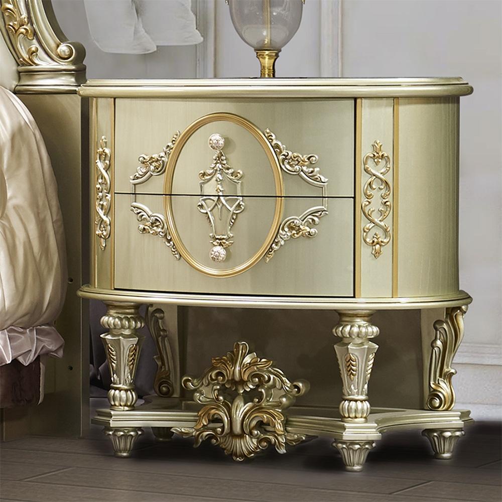 Classic Nightstand Set HD-958-NS HD-958-NS-2PC in Gold 