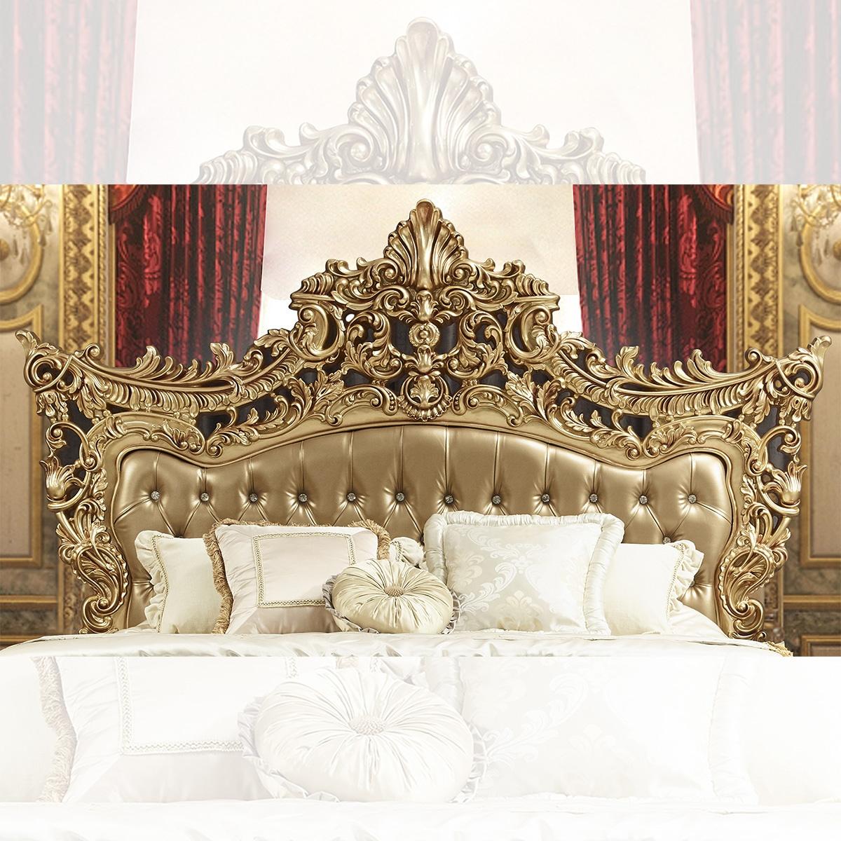 

    
Traditional Antique Gold Solid Wood CAL King Bedroom Set 7Pcs Homey Design HD-961
