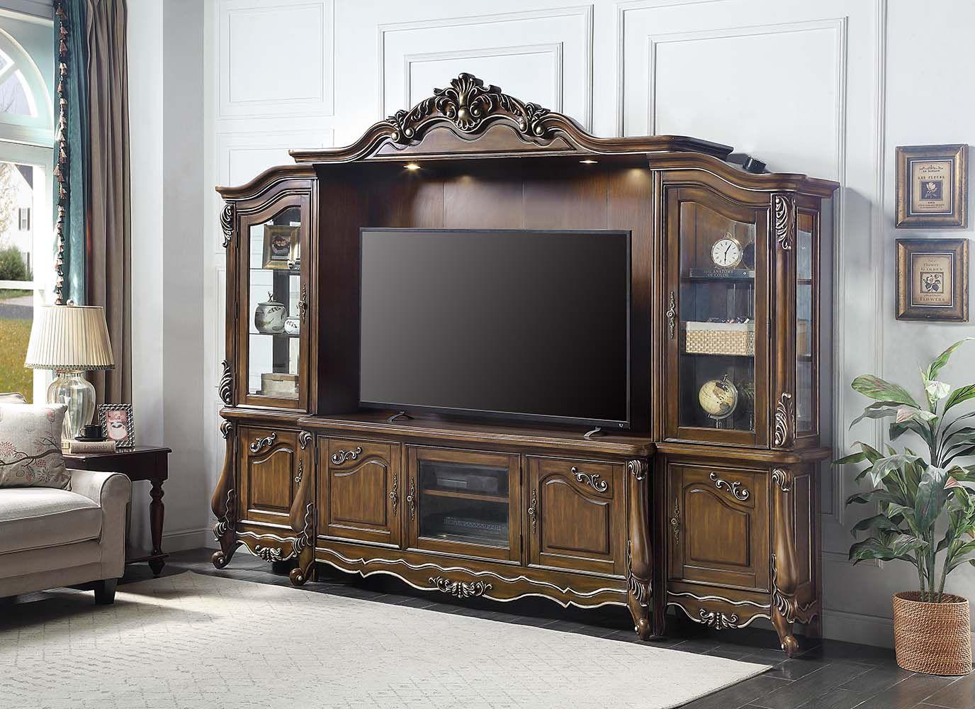 

    
Classic Antique Oak Composite Wood TV Entertainment Center With TV Stand Acme Latisha LV01355-EC-2PCS
