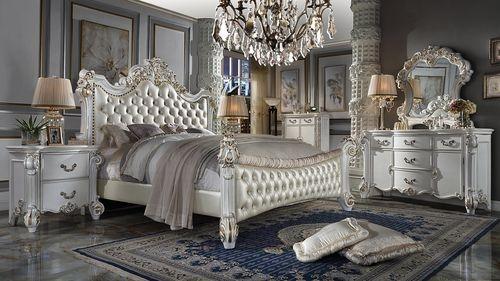 Classic, Traditional Panel Bed Vendome California King Panel Bed BD01337CK BD01337CK in Pearl Polyurethane