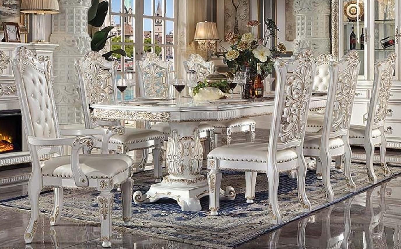 

    
Classic Antique Pearl Wood Dining Room Set 10PCS Acme Vendome DN01351-T-10PCS

