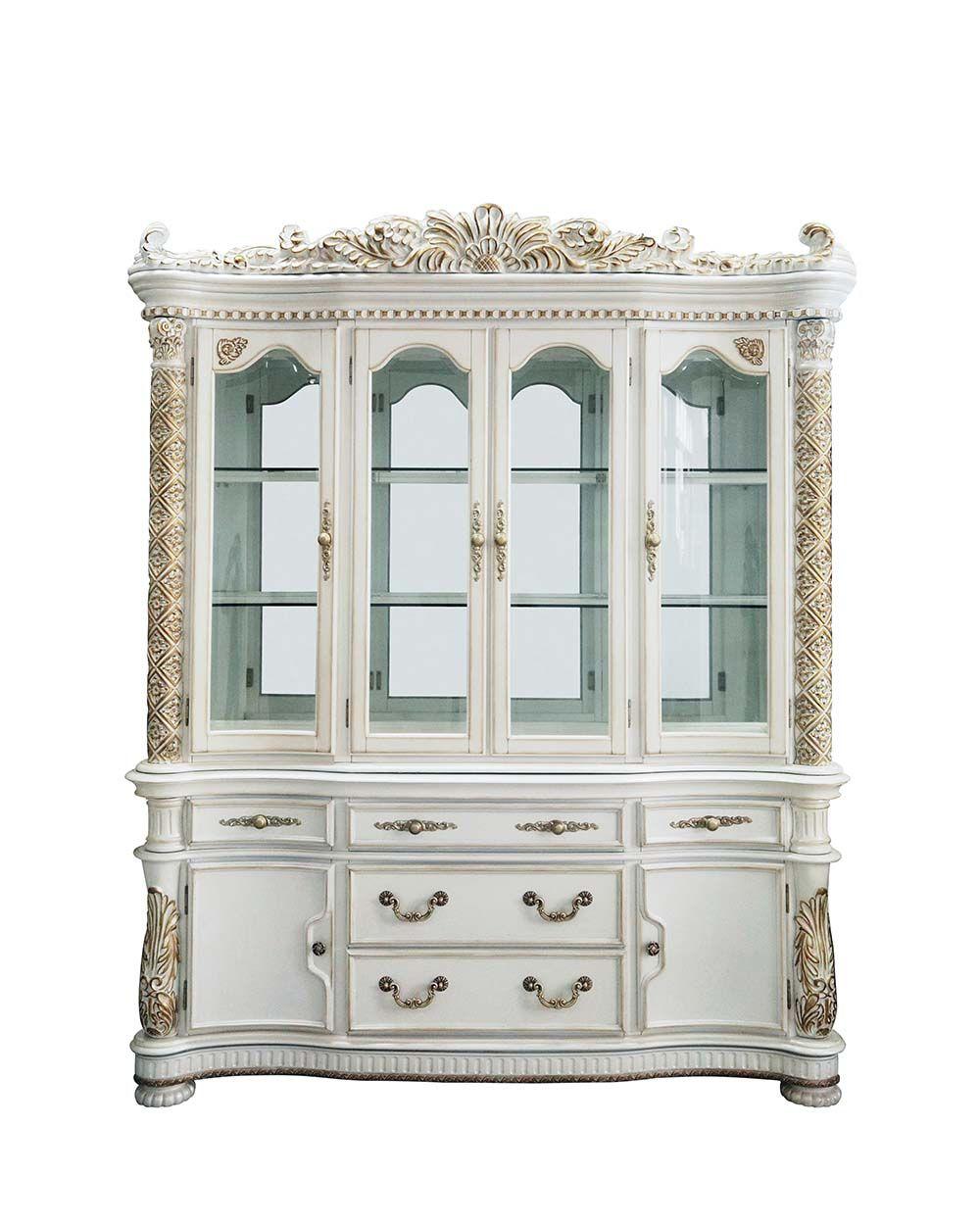 Classic Hutch & Buffet Vendome King Panel Bed DN01350-HB DN01350-HB in Pearl 