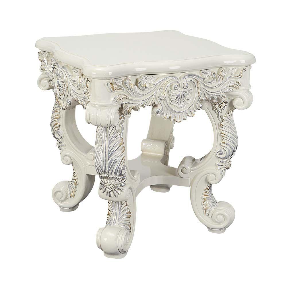 

    
Classic Antique White Composite Wood End Table Acme Adara LV01218-ET
