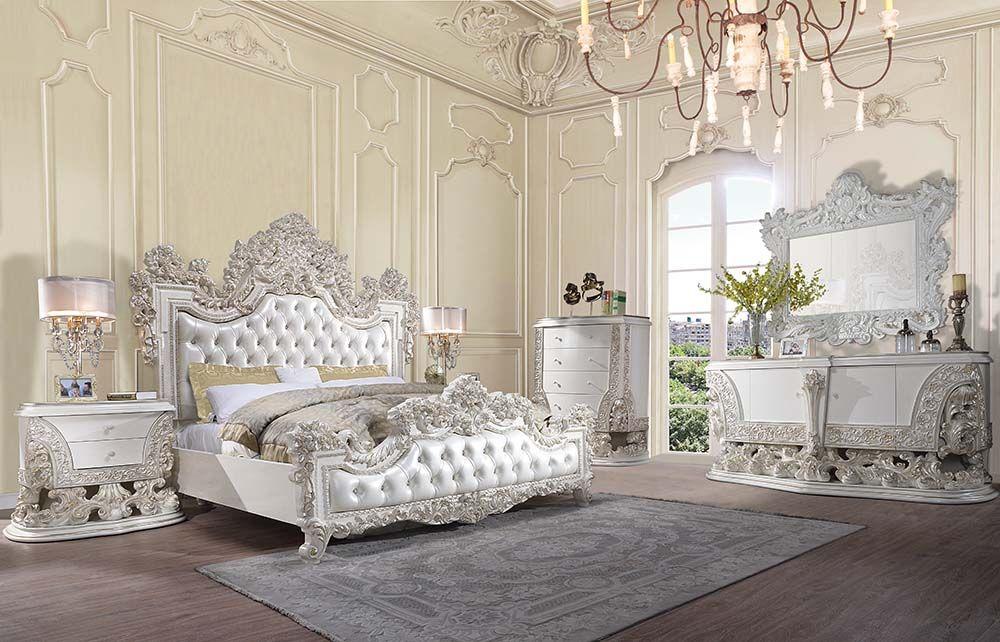 

    
Classic Antique White Composite Wood King Bed Set 5PCS Acme Adara BD01248EK-EK-5PCS
