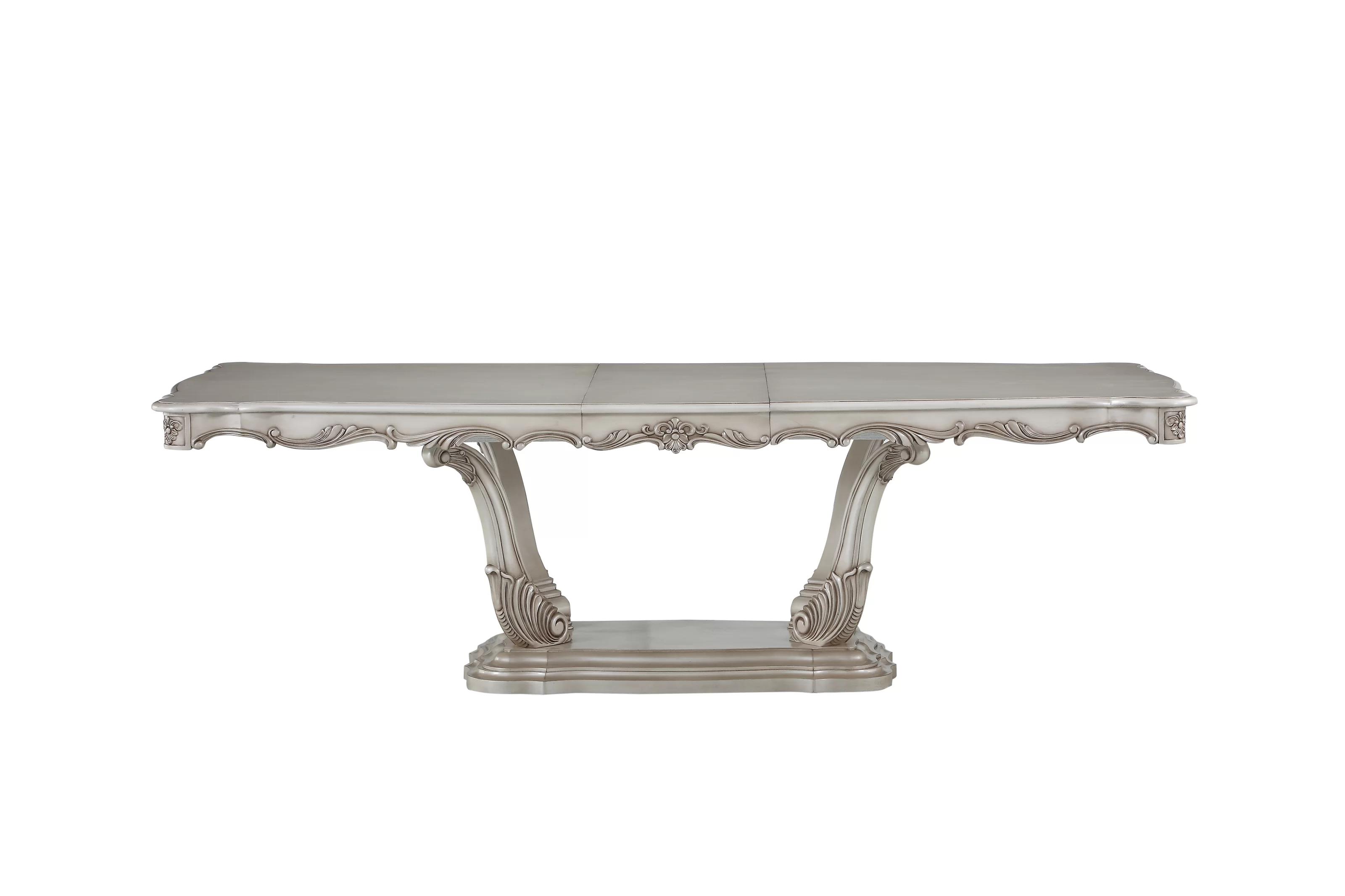 

    
Classic Antique White Dining Table w/ Pedestal by Acme Gorsedd 67440
