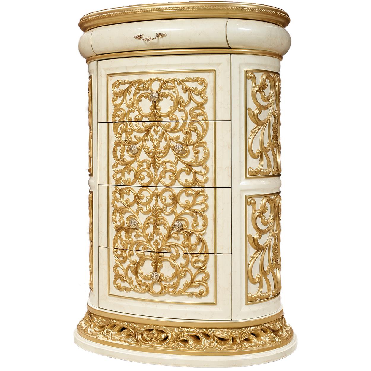 

    
Classic Antique White & Gold Solid Wood Chest Homey Design HD-903

