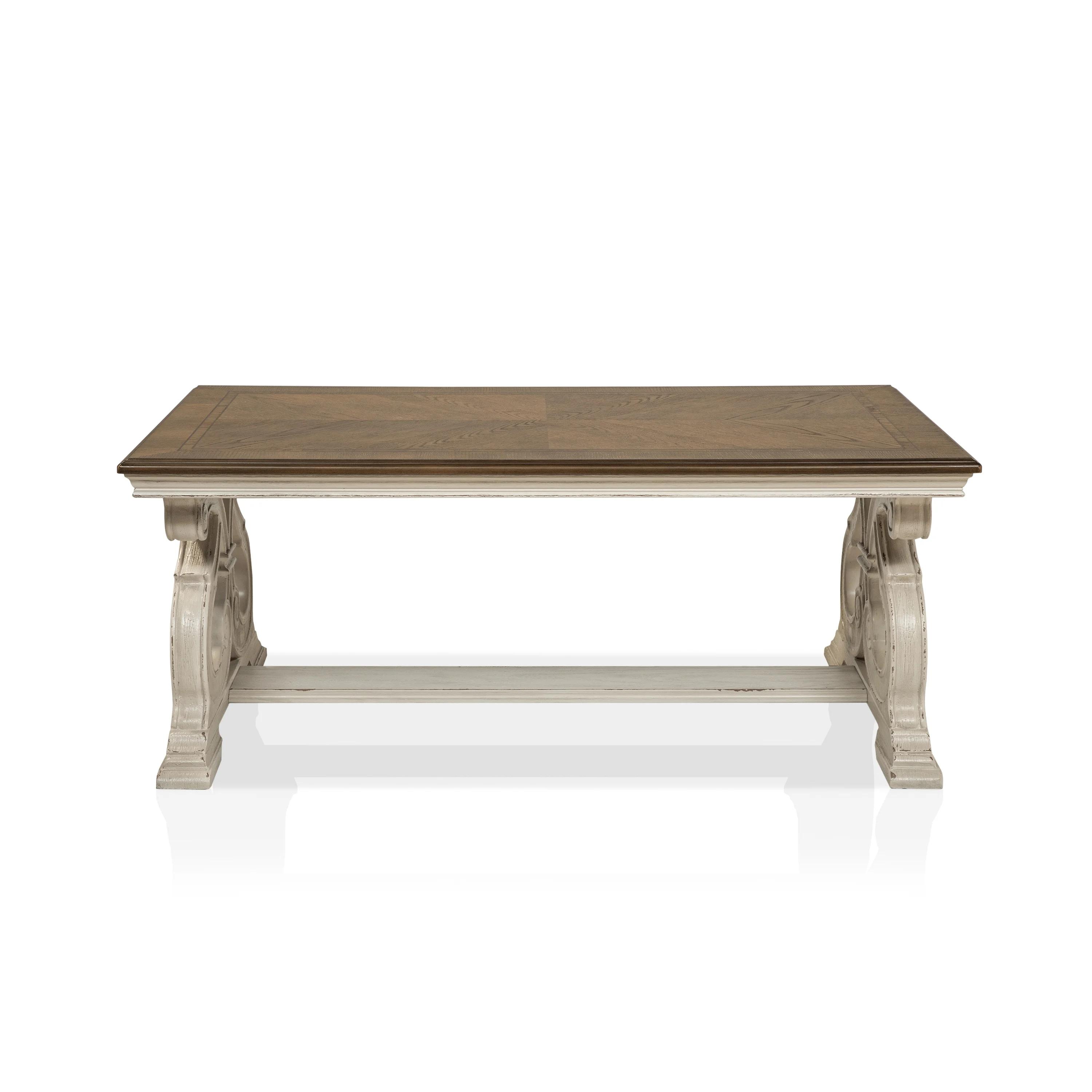

    
Crown Mark Clementine Coffee Table End Table Sofa Table Oak/Antique White SETC4148
