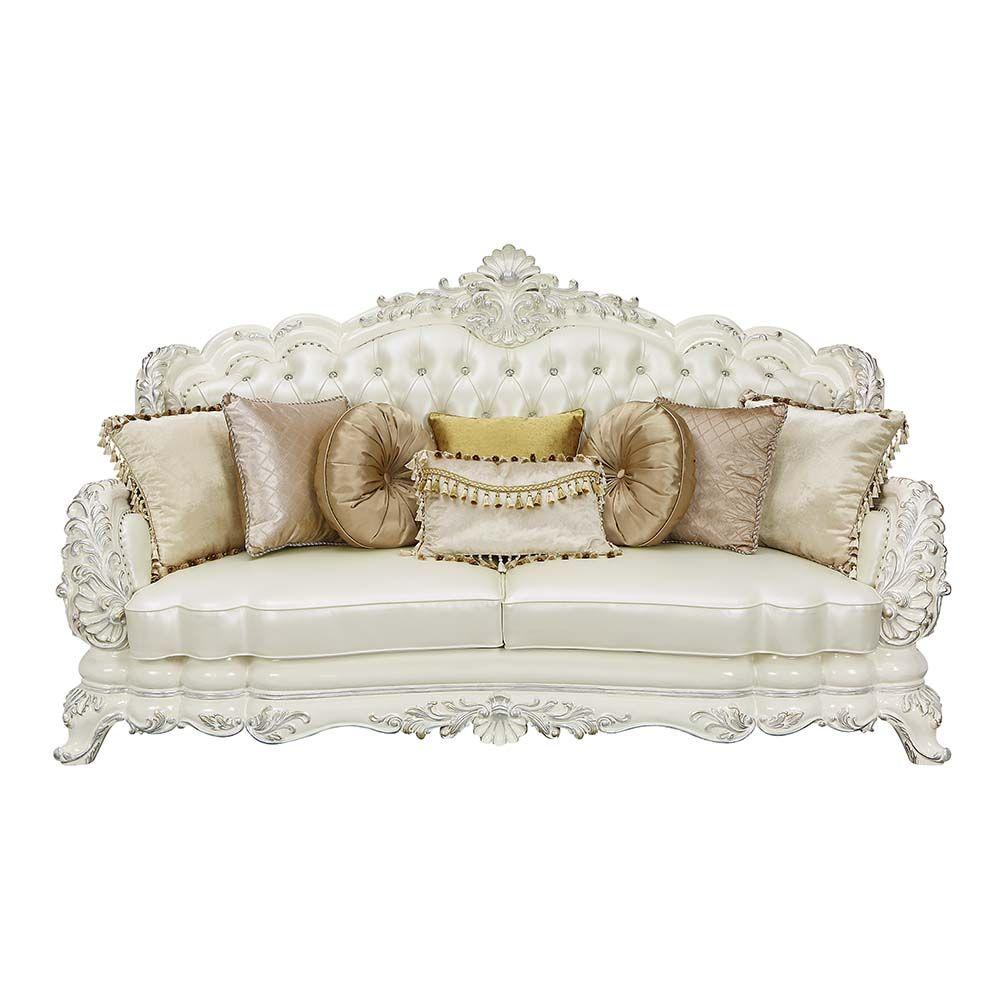 

    
Classic Antique White Wood Sofa Acme Adara LV01224-S
