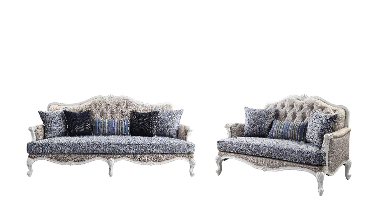 Classic Sofa and Loveseat Set Ciddrenar 54310-2pcs in Beige Fabric