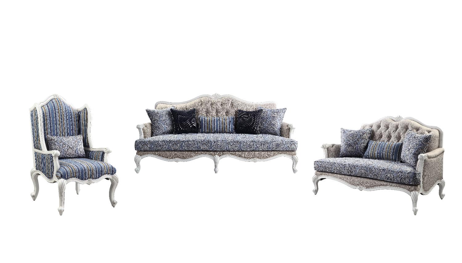 Classic Sofa Loveseat and Chair Set Ciddrenar 54310-3pcs in Beige Fabric
