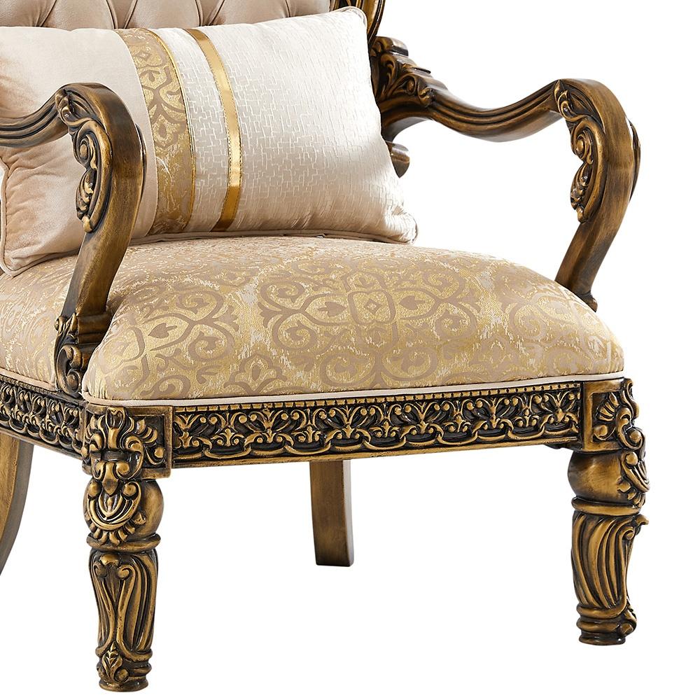 

    
Classic Beige & Gold Wood Living Room Armchair Homey Design HD-9017
