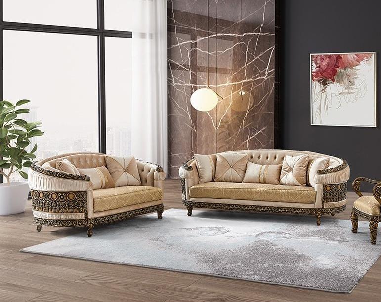 

    
Classic Beige & Gold Wood Living Room Set 2Pcs Homey Design HD-9016

