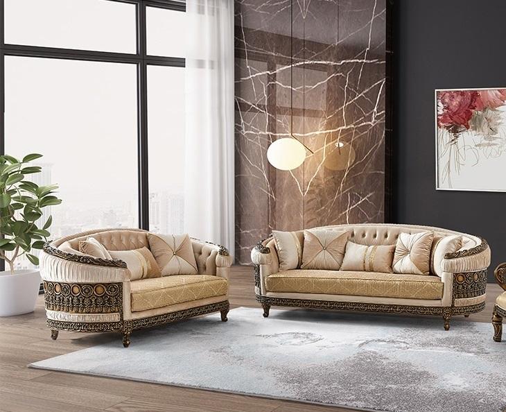 

    
Classic Beige & Gold Wood Living Room Set 2Pcs Homey Design HD-9017
