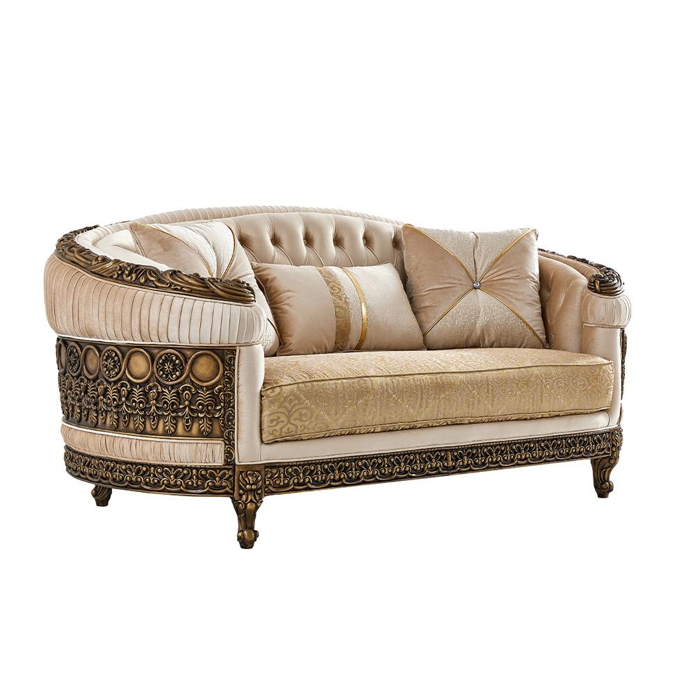 

    
Classic Beige & Gold Wood Living Room Loveseat Homey Design HD-9017
