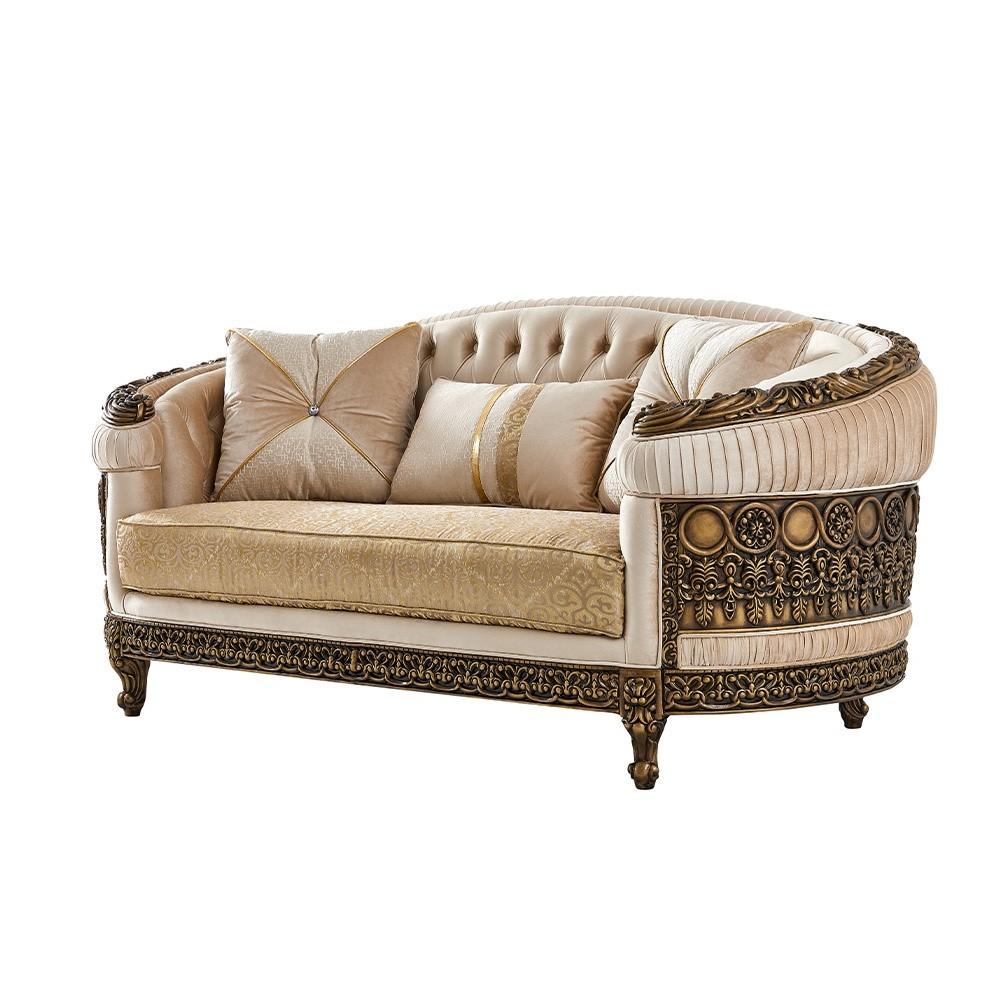 

    
Homey Design Furniture HD-9017 Loveseat Gold/Beige HD-L9017

