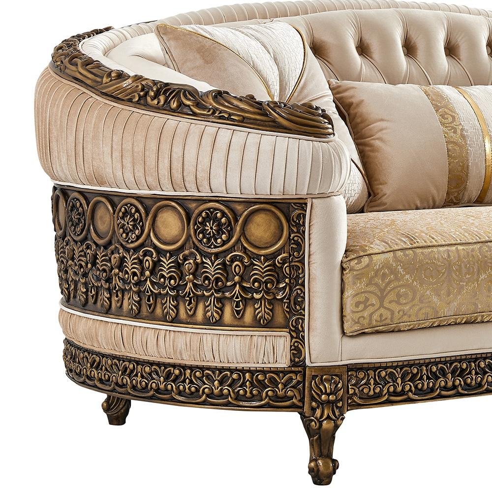 

    
Classic Beige & Gold Wood Living Room Loveseat Homey Design HD-9017
