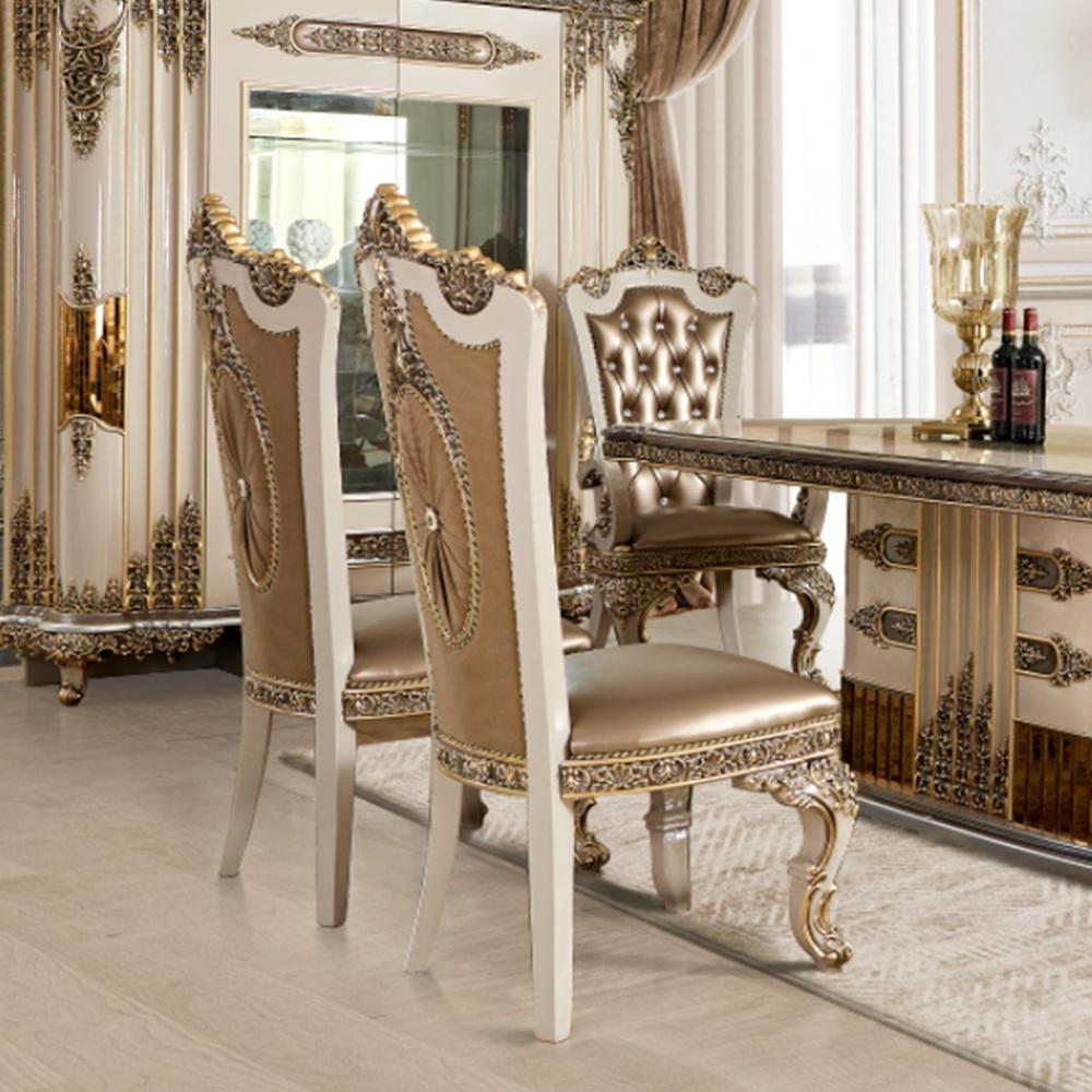 

    
Classic Beige & Gold Wood Side Chair Set 2Pcs Homey Design HD-1881
