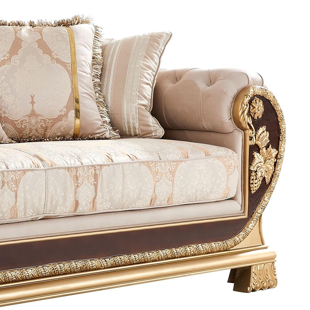 

    
Classic Beige & Gold Wood Living Room Sofa Homey Design HD-9016
