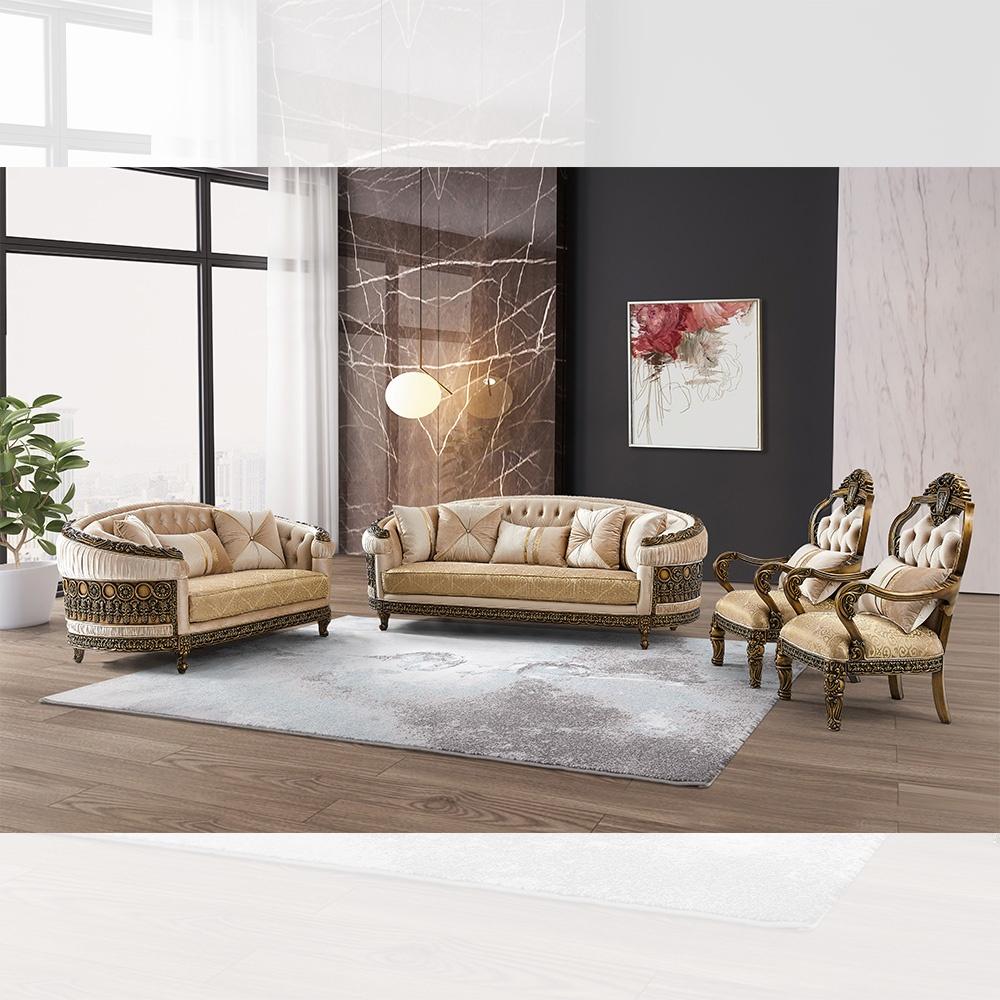 

        
Homey Design Furniture HD-9017 Sofa Gold/Beige Fabric 53629549892516
