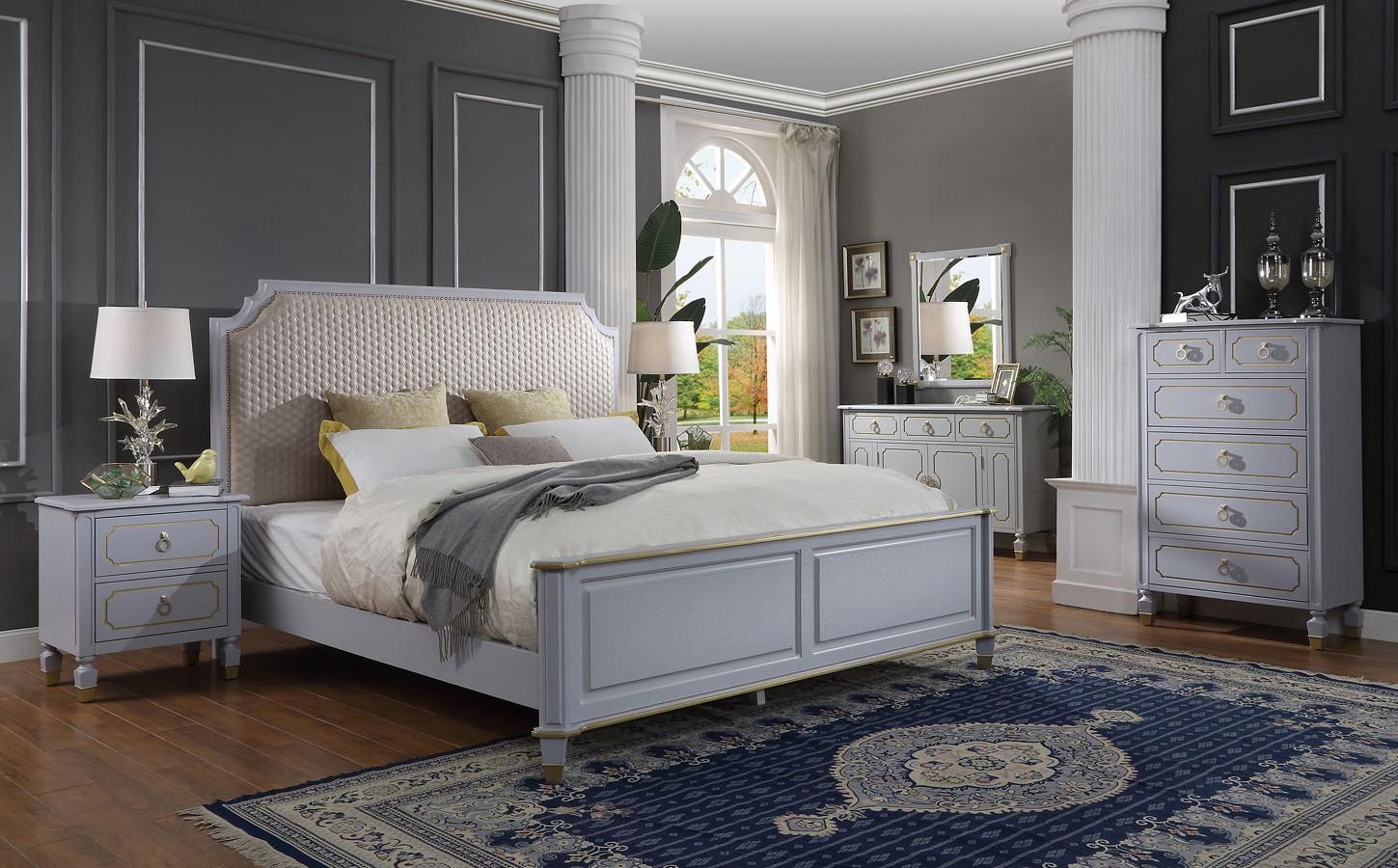 

    
Classic Beige & Gray California King 5pcs Bedroom Set by Acme House Marchese 28874CK-5pcs
