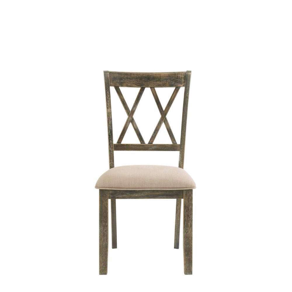 

    
Classic Beige Linen & Salvage Brown 2 Dining Chairs by Acme Claudia 71717-2pcs
