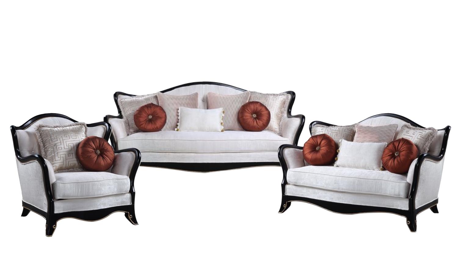 Classic Sofa Loveseat and Chair Set Nurmive LV00251-3pcs in Beige Fabric