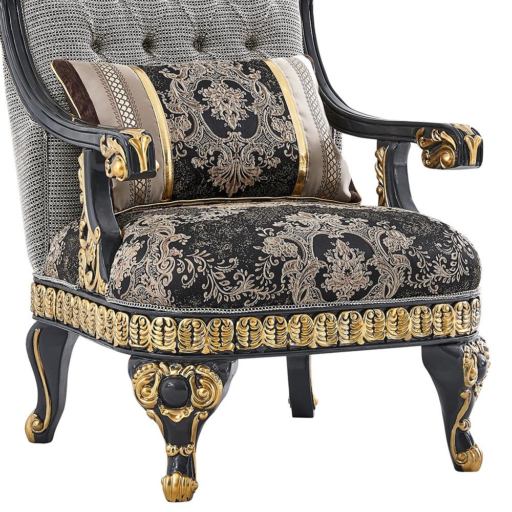 

    
Classic Black & Gold Wood Living Room Armchair Homey Design HD-9012
